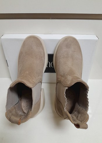 İNCİ Bej Süet Kadın Bot - Blok Topuklu 38 - Görsel 7