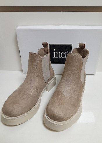 İNCİ Bej Süet Kadın Bot - Blok Topuklu 38 - Görsel 3