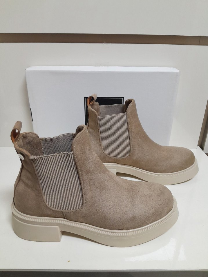 İNCİ Bej Süet Kadın Bot - Blok Topuklu 38 - Görsel 4