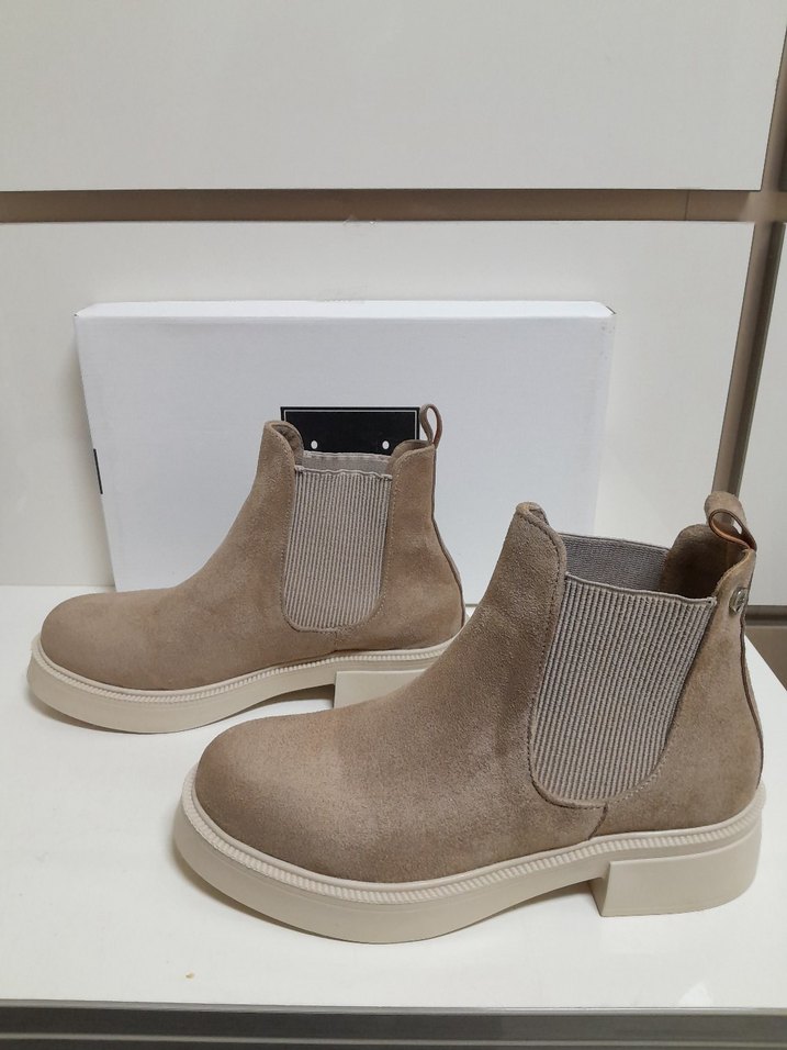 İNCİ Bej Süet Kadın Bot - Blok Topuklu 38 - Görsel 5