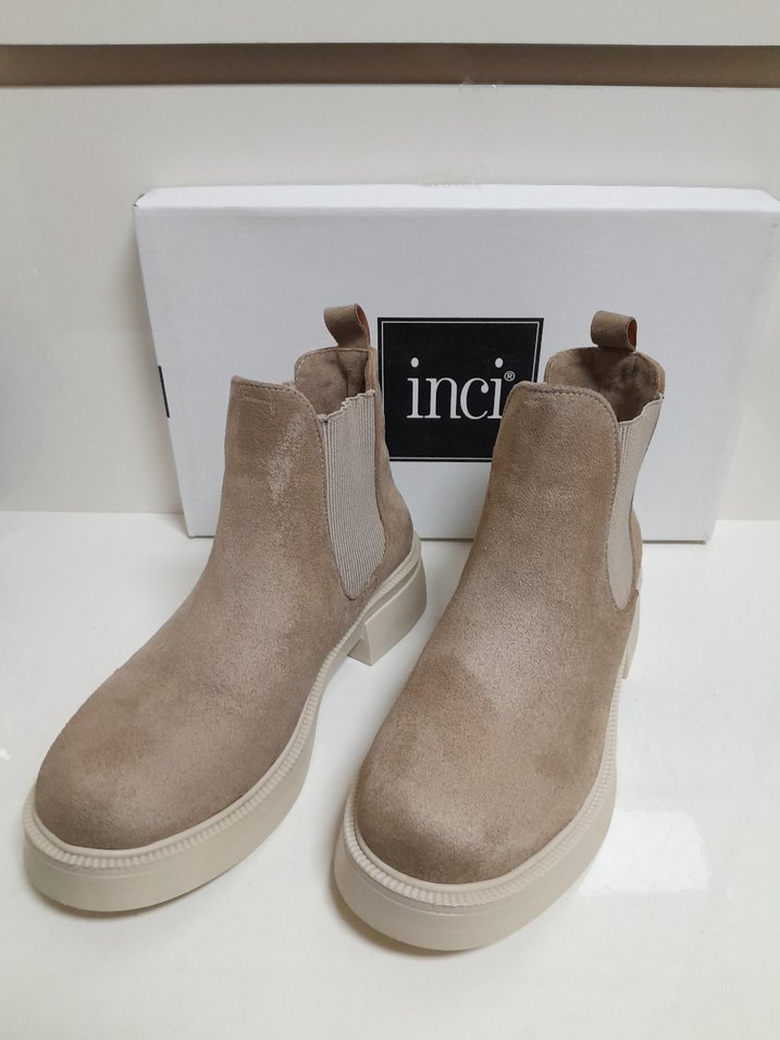 İNCİ Bej Süet Kadın Bot - Blok Topuklu 38 - Görsel 3