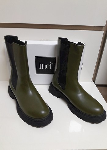 SIFIR İNCİ Kadın Haki  YANLAR Lastikli Bot 38 - Görsel 3