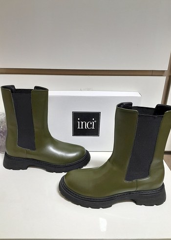 SIFIR İNCİ Kadın Haki  YANLAR Lastikli Bot 38 - Görsel 7