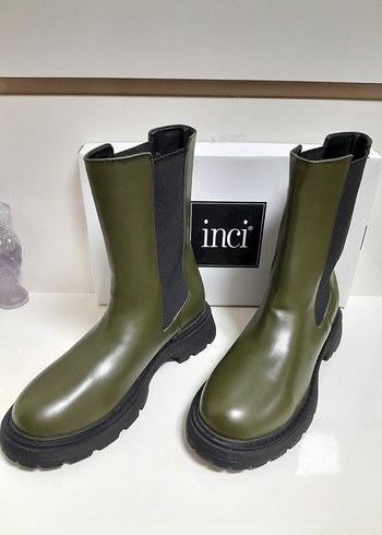 SIFIR İNCİ Kadın Haki  YANLAR Lastikli Bot 38 - Görsel 2