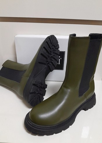SIFIR İNCİ Kadın Haki  YANLAR Lastikli Bot 38 - Görsel 8