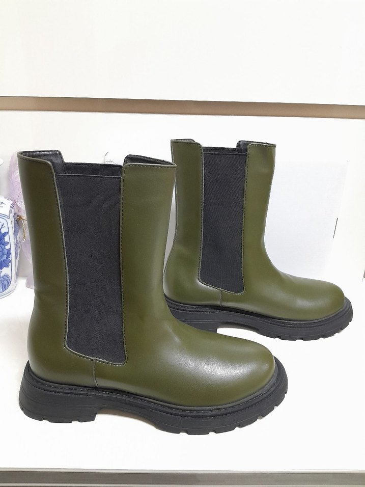 SIFIR İNCİ Kadın Haki  YANLAR Lastikli Bot 38 - Görsel 4