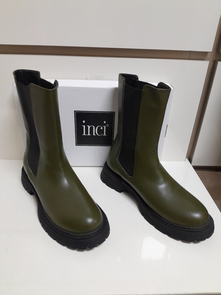 SIFIR İNCİ Kadın Haki  YANLAR Lastikli Bot 38 - Görsel 3