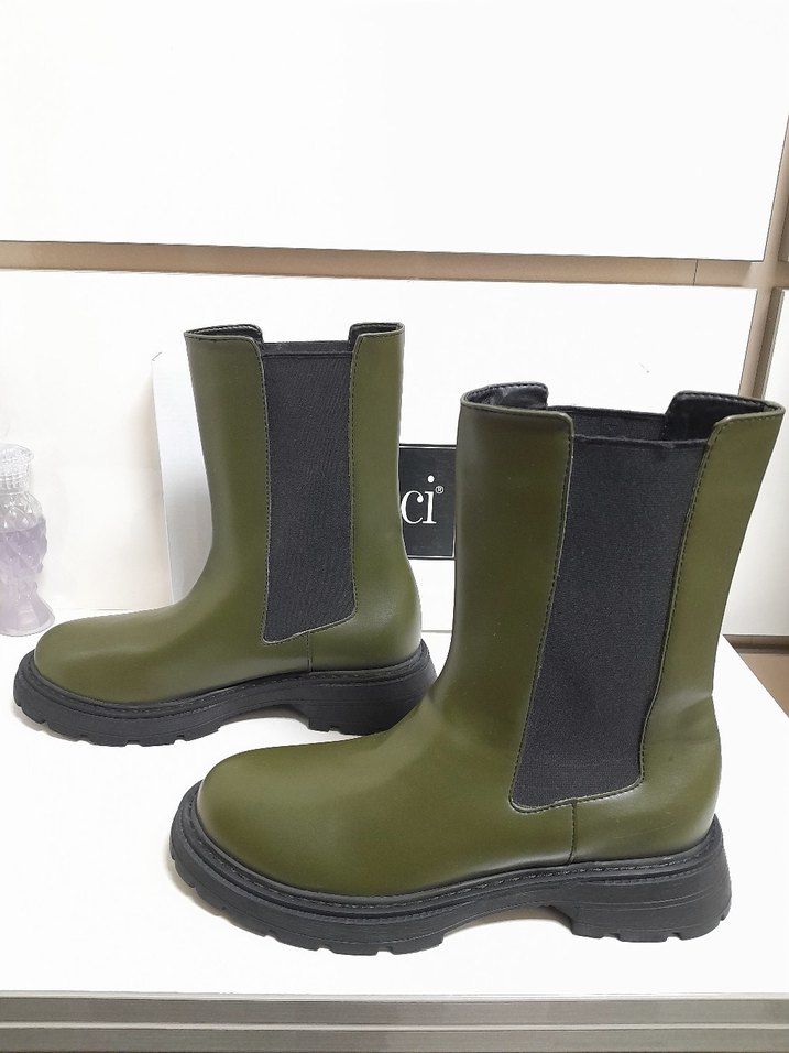 SIFIR İNCİ Kadın Haki  YANLAR Lastikli Bot 38 - Görsel 5