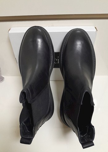 SIFIR İNCİ Siyah HAKİKİ Deri YANLAR ESNEK CHELSEA Bot 44 - Görsel 7