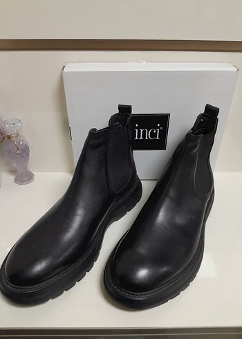 SIFIR İNCİ Siyah HAKİKİ Deri YANLAR ESNEK CHELSEA Bot 44 - Görsel 2