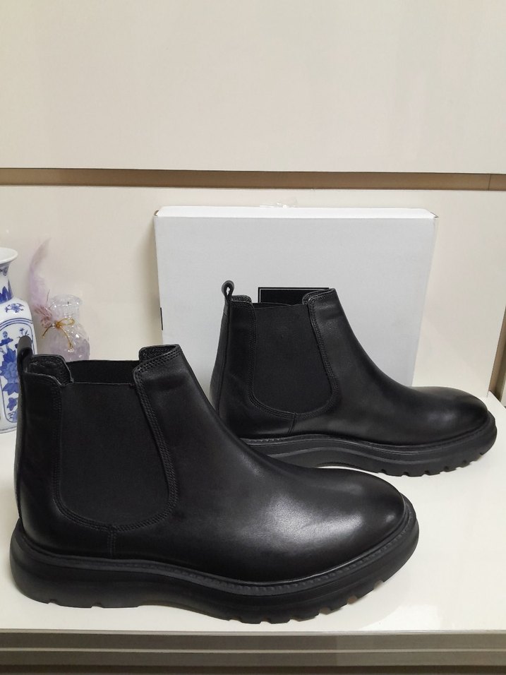 SIFIR İNCİ Siyah HAKİKİ Deri YANLAR ESNEK CHELSEA Bot 44 - Görsel 4