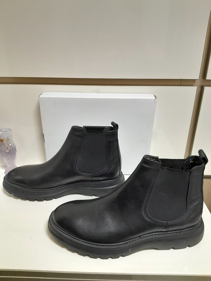 SIFIR İNCİ Siyah HAKİKİ Deri YANLAR ESNEK CHELSEA Bot 44 - Görsel 5