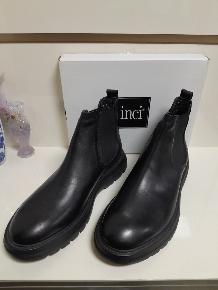SIFIR İNCİ Siyah HAKİKİ Deri YANLAR ESNEK CHELSEA Bot 44 - Görsel 2