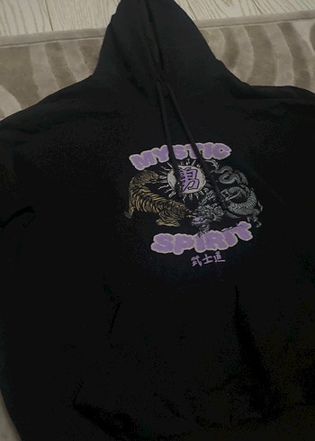 Diğer Siyah Kapüşonlu Baskılı Sweatshirt