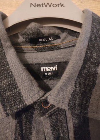 Mavi Jeans Gri Çizgili Keten Erkek Gömlek