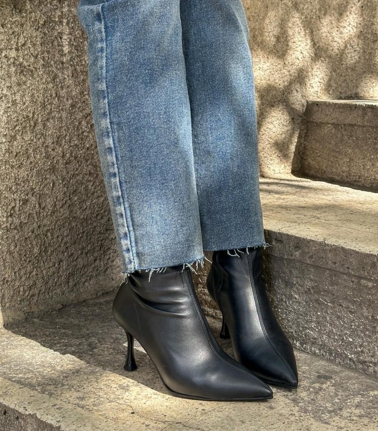 Siyah  streç bot Stiletto Topuklu Kadın Bot - Görsel 3