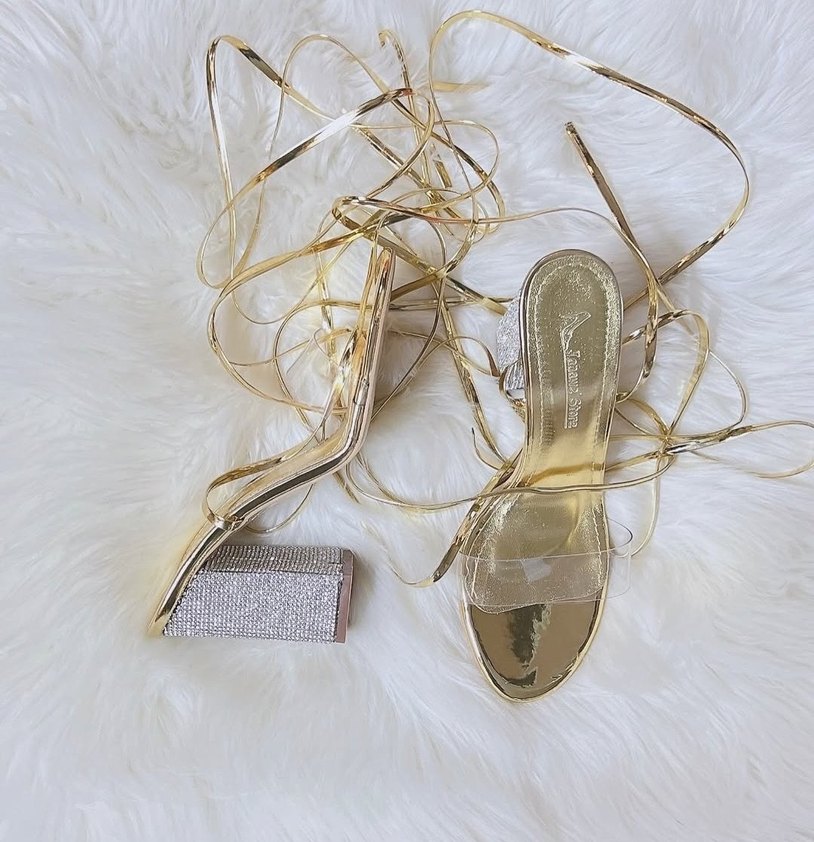 Altın Renk Yılan Desenli Dolgu Topuklu Kadın Ayakkabı - Görsel 4