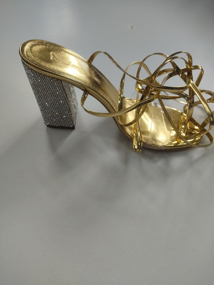 Altın Renk Yılan Desenli Dolgu Topuklu Kadın Ayakkabı - Görsel 2