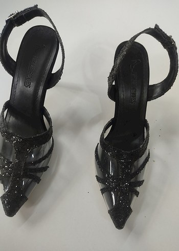 Diğer Siyah Yılan Desenli Stiletto Topuklu Kadın Ayakkabı