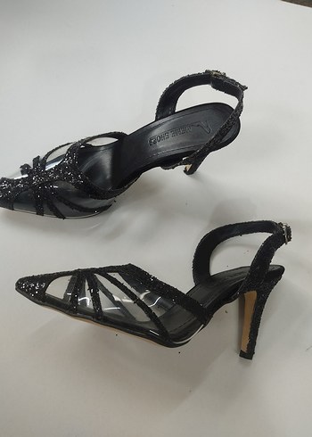 37 Beden Siyah Yılan Desenli Stiletto Topuklu Kadın Ayakkabı