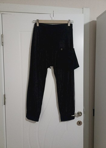 Siyah Parlak Biker Tarzı Hamile Pantolonu - Görsel 7