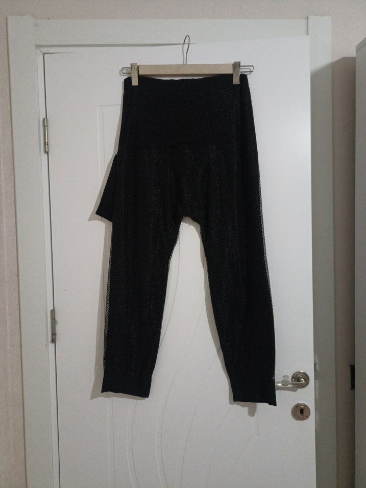 Siyah Parlak Biker Tarzı Hamile Pantolonu - Görsel 4