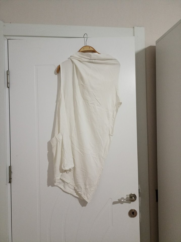 Beyaz Kadın Midi Kolsuz Salaş Elbise - Görsel 2