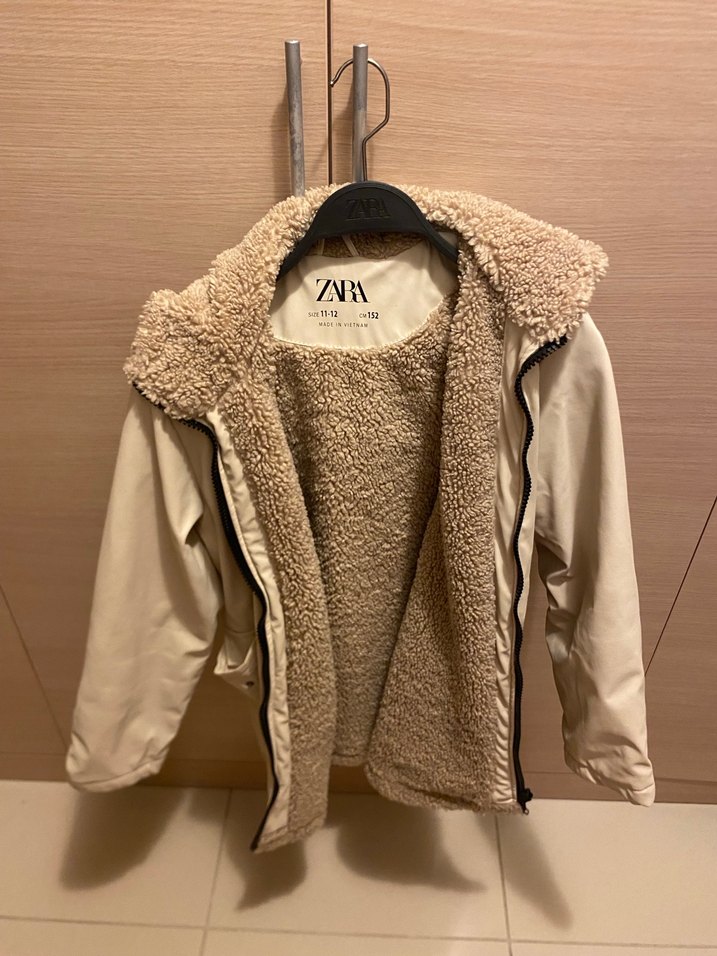 Zara Ekru Çocuk Fermuarlı Kaban - Görsel 3