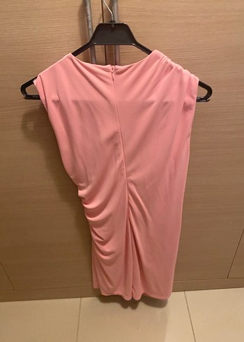 Pembe Drapeli Midi Kadın Elbise - Görsel 2