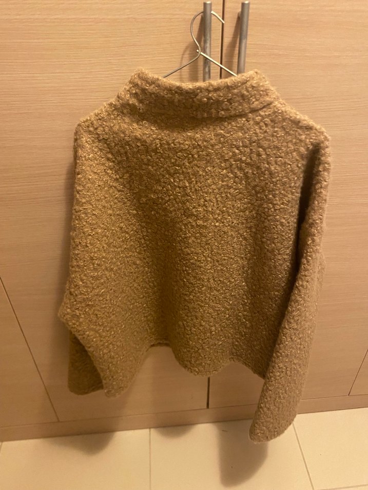 Örgü Kahverengi Yün Mini Kazak - Görsel 2