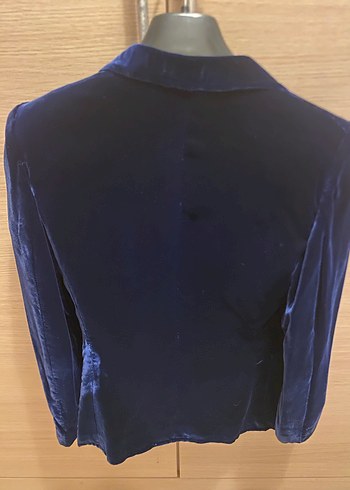 Kadın Lacivert Kadife Klasik Ceket - Görsel 3