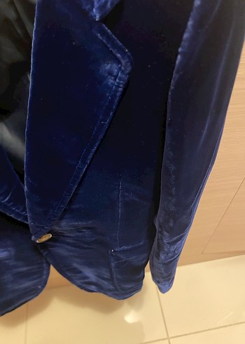 Kadın Lacivert Kadife Klasik Ceket - Görsel 2