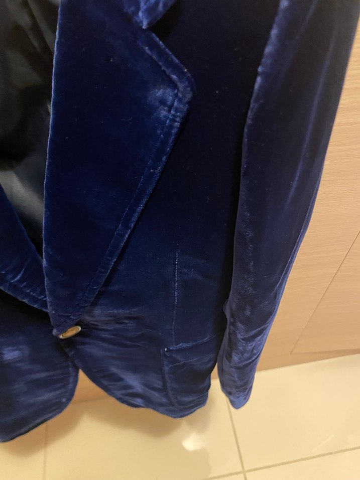 Kadın Lacivert Kadife Klasik Ceket - Görsel 2