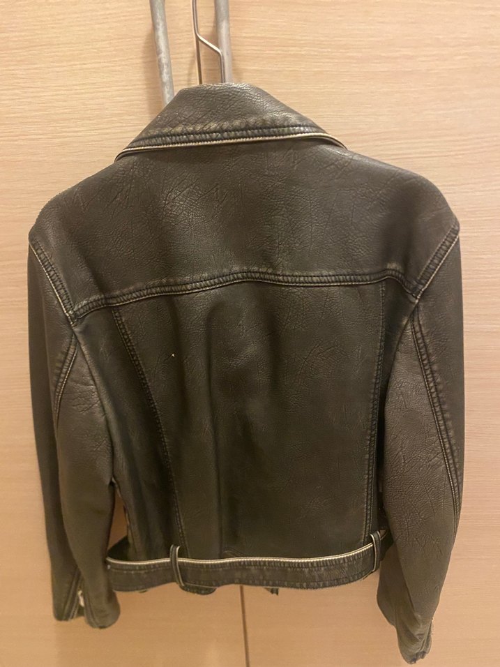 Kadın Eskitme Deri Biker Ceket - Görsel 3