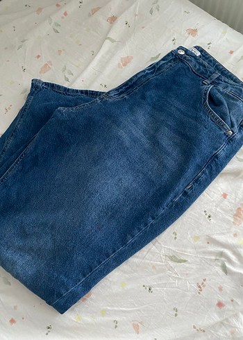 44 Beden Kadın Mavi Loose Fit Midi Kot Pantolon