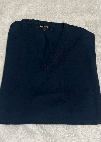 Erkek Larcivert V-Yaka Kazak - Görsel 2