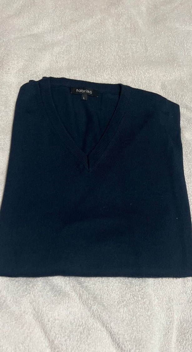 Erkek Larcivert V-Yaka Kazak - Görsel 2