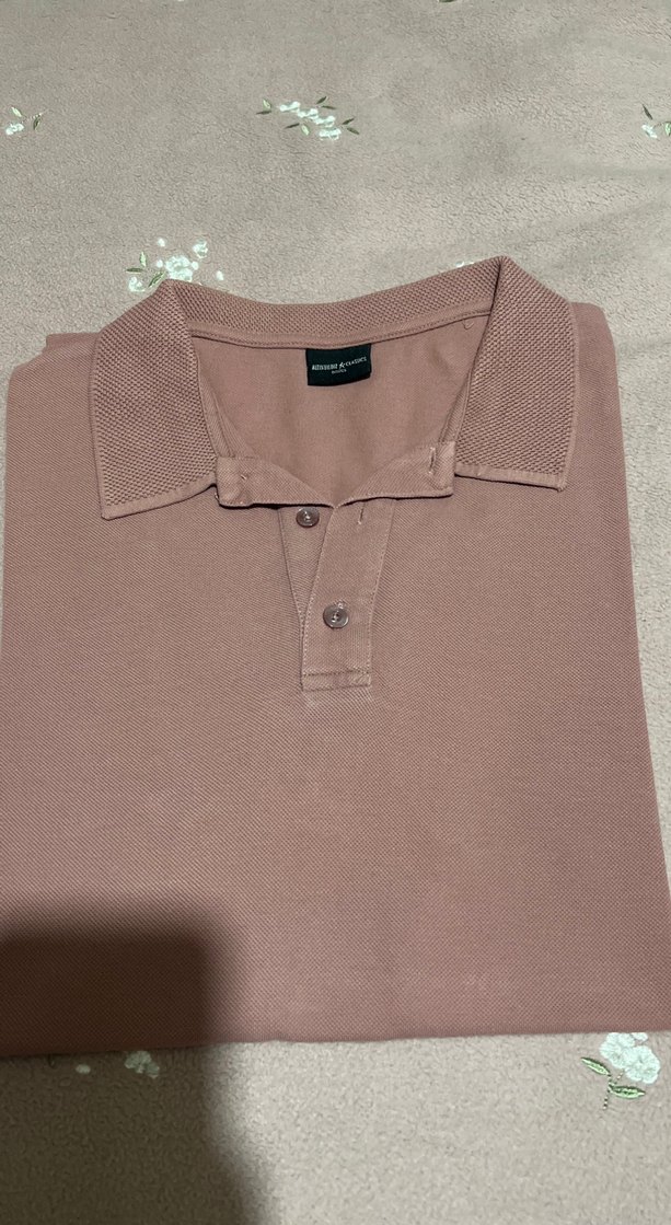 Pembe Düğmeli Erkek Polo Tişört - Görsel 2