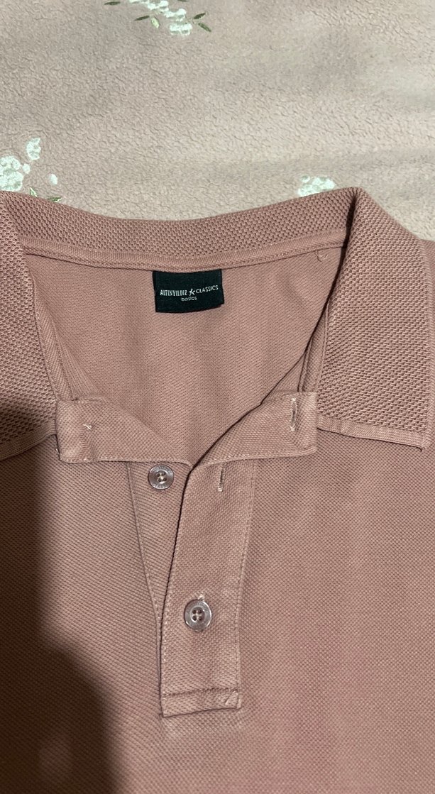 Pembe Düğmeli Erkek Polo Tişört - Görsel 3