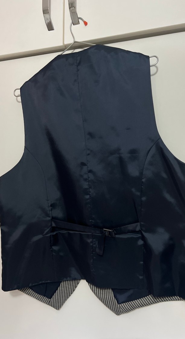 Gri Zebra Desenli Düğmeli Erkek Yelek - Görsel 3