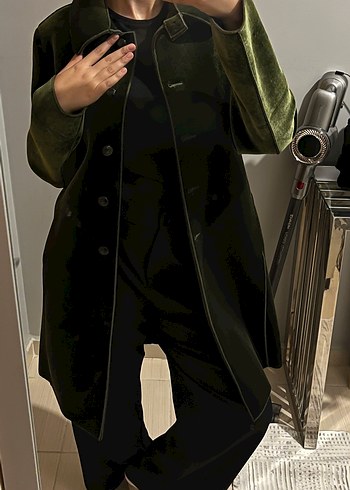 Emporio Armani Armani Kadife Pamuklu Zumrut Kaban