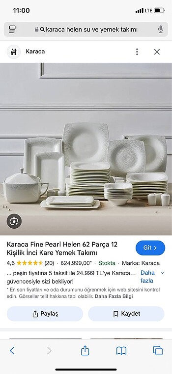 Karaca helen model yemek ve su takımı