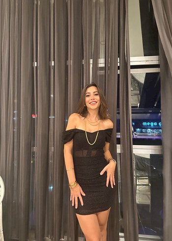 Şeffaf Detaylı Siyah Mini Straplez Elbise