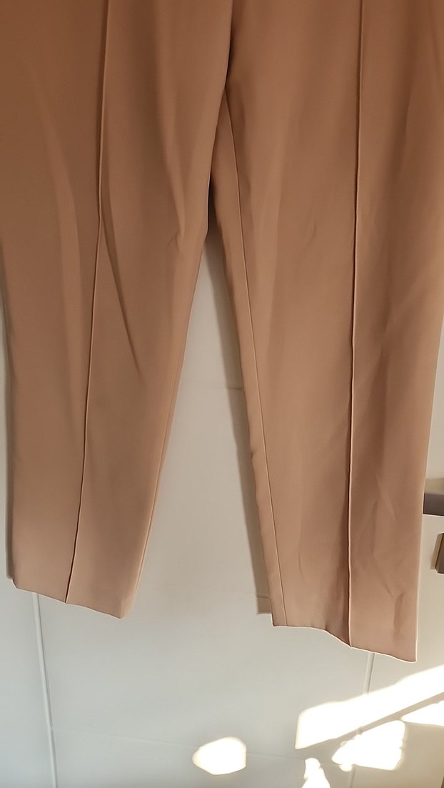 Bej Kadın Midi Kumaş Pantolon - Görsel 2