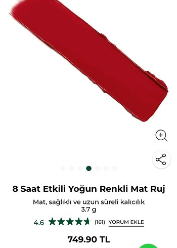 Yoğun Renkli Mat Kırmızı Ruj - 3.7 g - Görsel 2