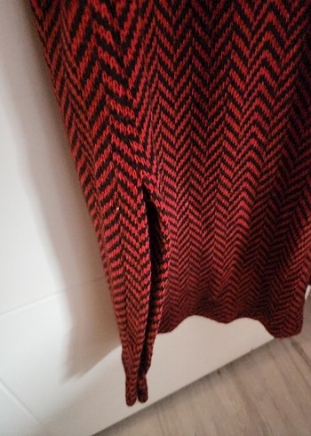 Kırmızı Yün Örgü Kadın Elbise - Görsel 4