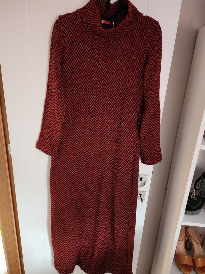 Kırmızı Yün Örgü Kadın Elbise - Görsel 3