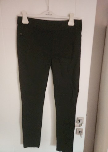 Siyah Düğmeli Kadın Kumaş  Tayt Pantolon - Görsel 2