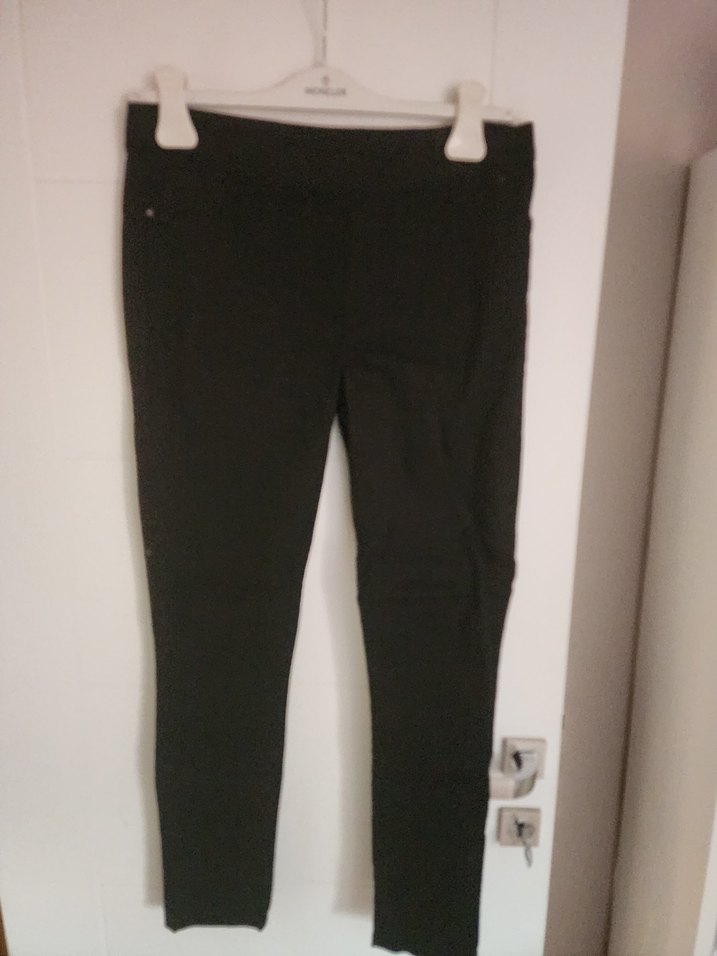 Siyah Düğmeli Kadın Kumaş  Tayt Pantolon - Görsel 2