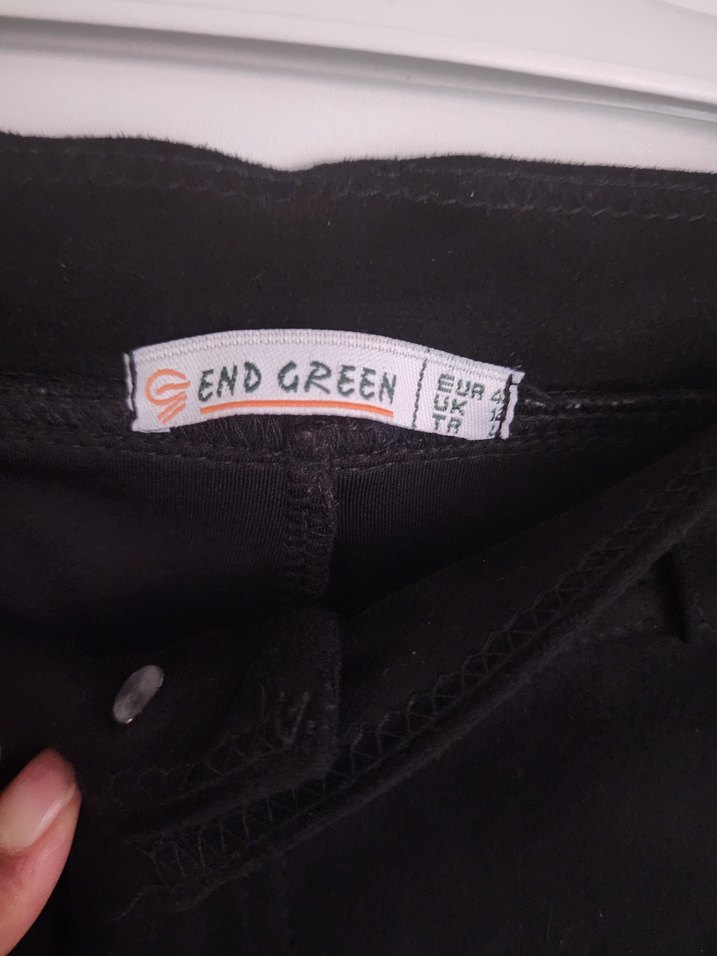 Siyah Süet Düğmeli Kadın Kumaş Pantolon - Görsel 2